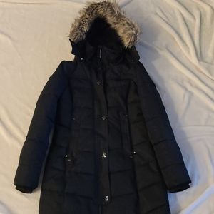 Black Winter Jacket - Faux Fur Hood